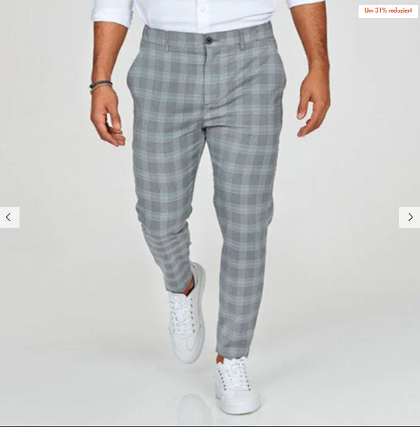 Men's Loose Thin Plaid Casual Trousers in Five Colours