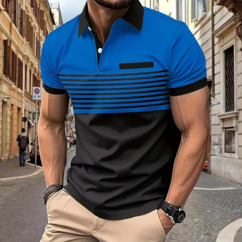 Men's Casual Striped Shirt with Chest Pocket in Thirteen Colours