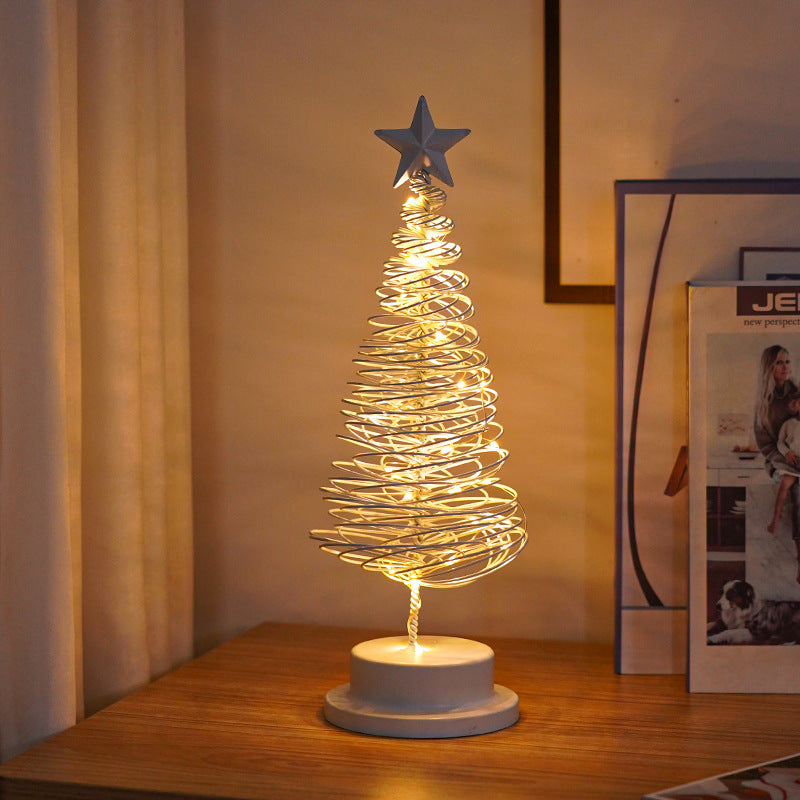 LED Christmas Tree Spiral Light Wrought Iron Table Ornament