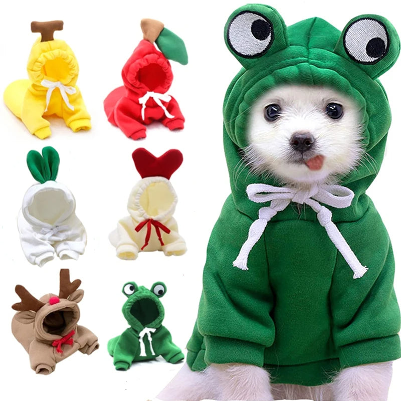 Fruit Fleece Dog Hoodie for Small Dogs, Warm Winter Pet Clothes