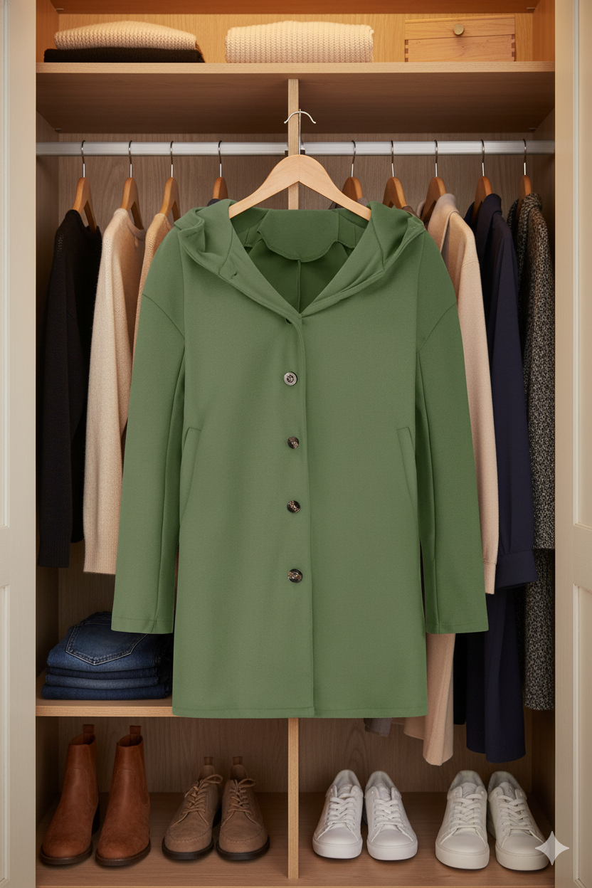 Women's Elegant Windproof Coat with Comfortable Hood