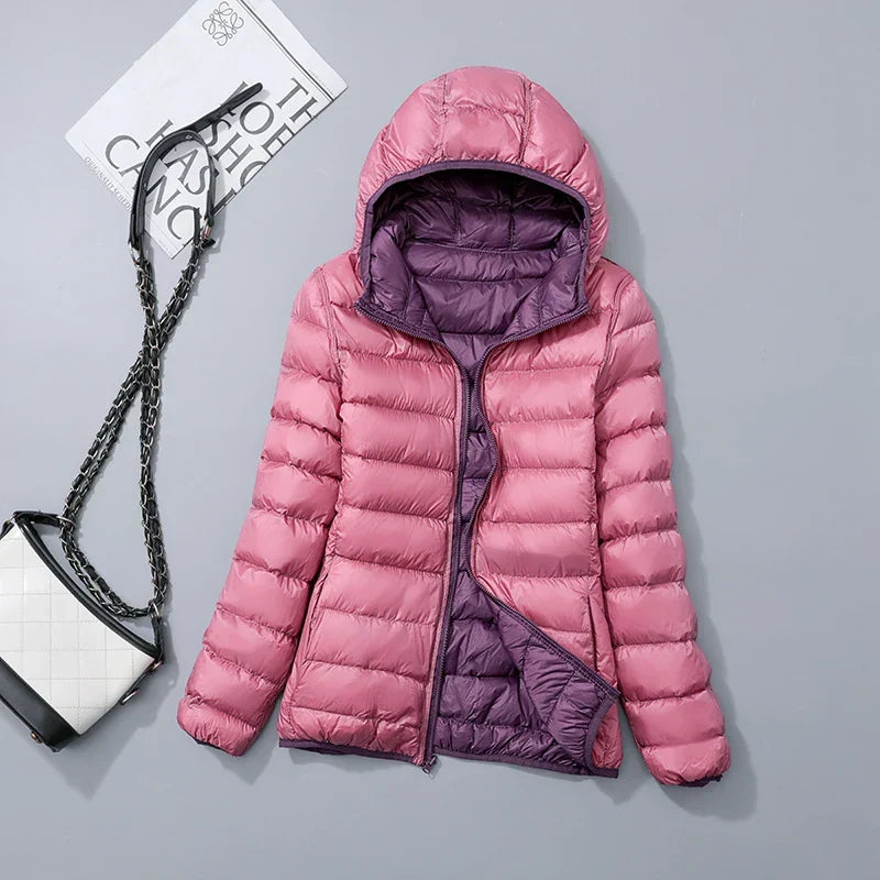 Women's Reversible Down Jacket with Fitted Silhouette