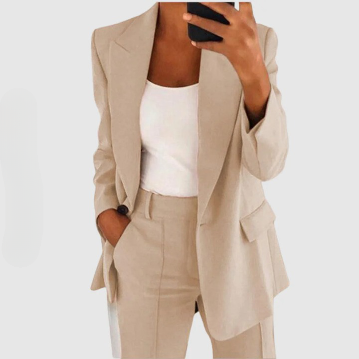 Women's Two-Piece Blazer Set with Slim Trousers