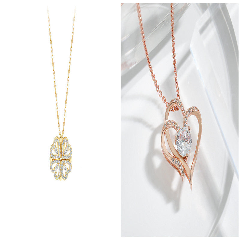 Detachable Four-Leaf Clover Necklace for Women, Multi-Wear Style