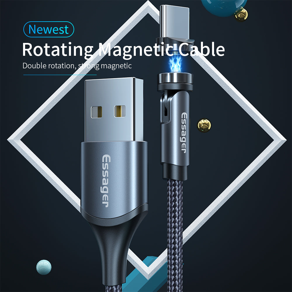 Rotating Magnetic Charging Cable, USB Type C and Fast Charge