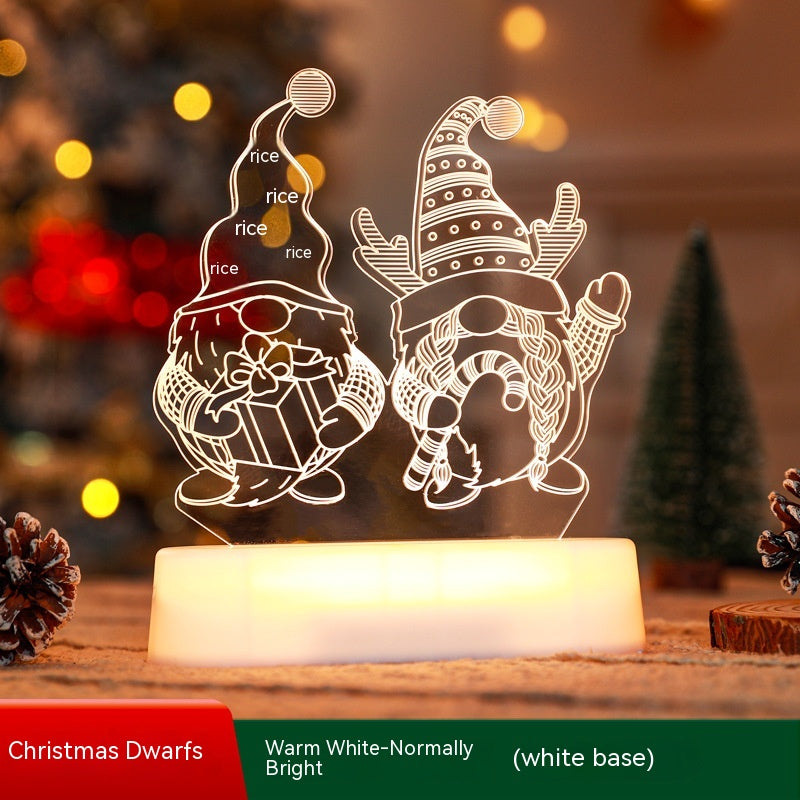 3D Acrylic LED Night Light Christmas Lamp with Warm Glow