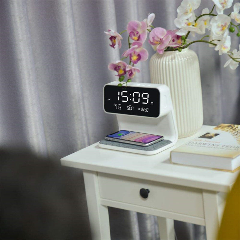 3 In 1 Bedside Lamp With Wireless Charger And Alarm Clock