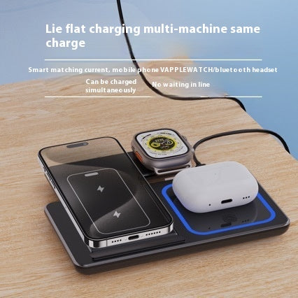 3 In 1 Foldable Wireless Charging Station With LED Light