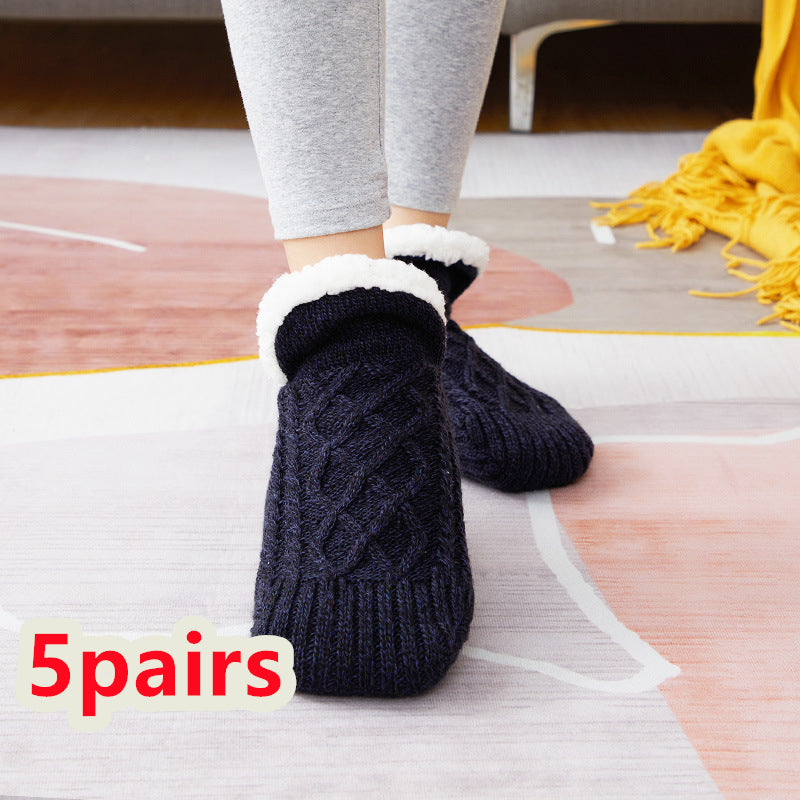 Thick Wool-Blend Home Socks, Non-Slip Warm Slipper Socks