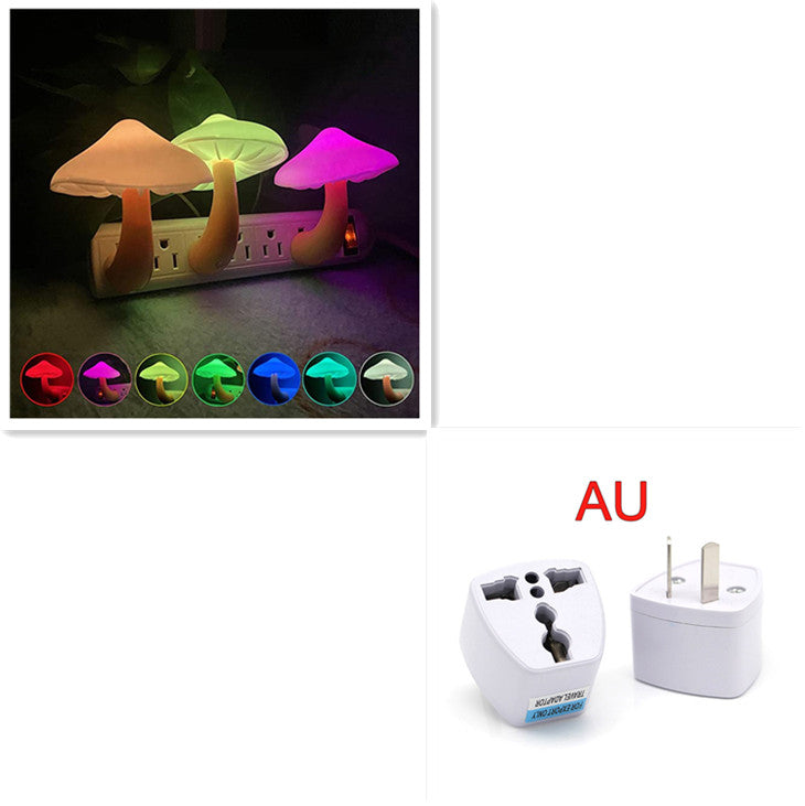 Mushroom LED Wall Socket Night Light With Light Sensor