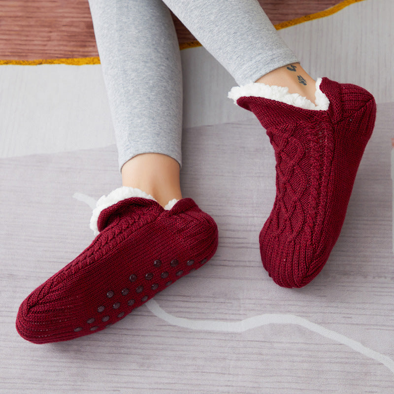Thick Wool-Blend Home Socks, Non-Slip Warm Slipper Socks