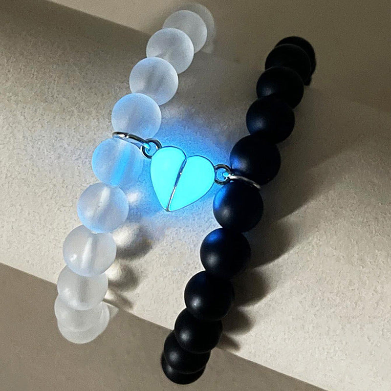 Handmade Crown Charm Couple Bracelets, Luminous Glow In The Dark