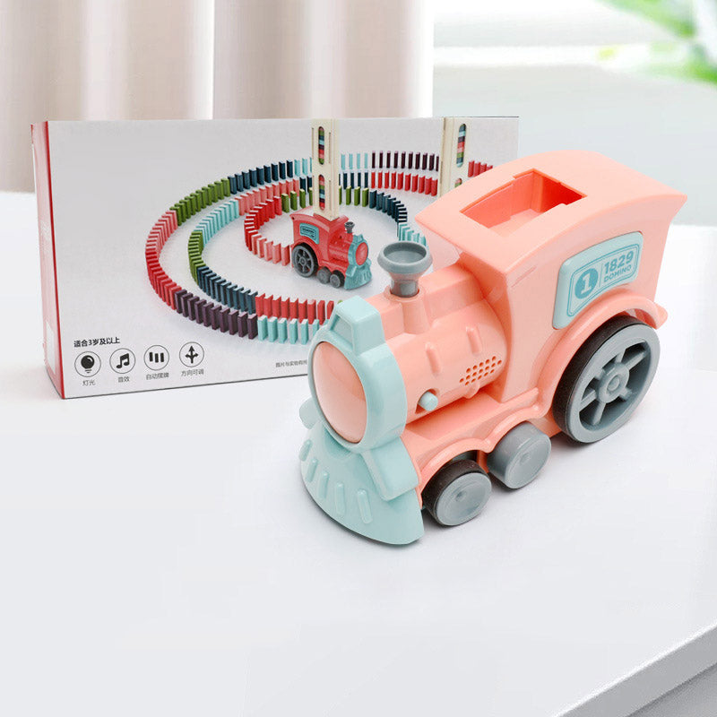 Electric Domino Train Toy With Automatic Release Building Blocks
