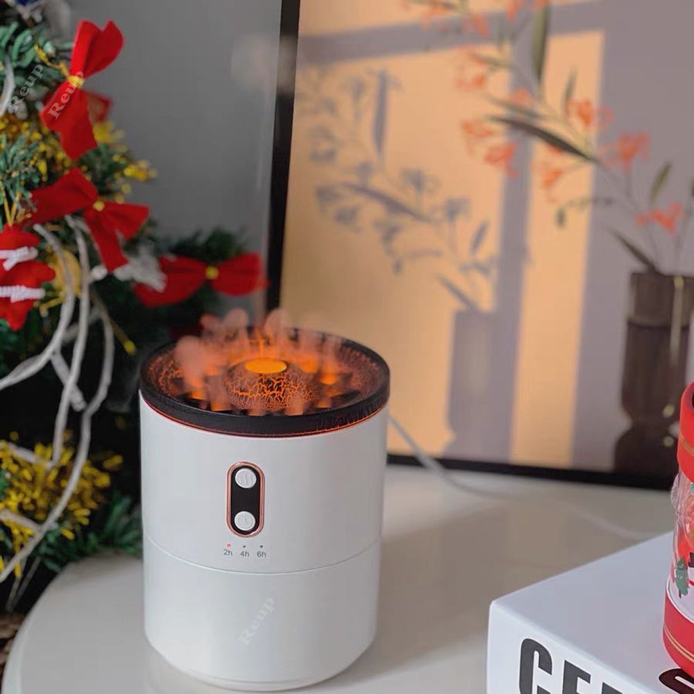 Volcanic Flame Aroma Diffuser With Jellyfish Air Humidifier Light