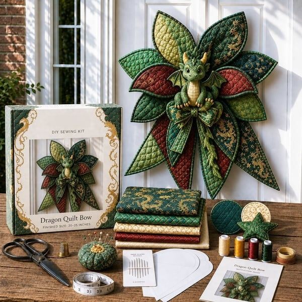 DIY Oversized Quilted Bow Sewing Kit, Fabric Craft Set
