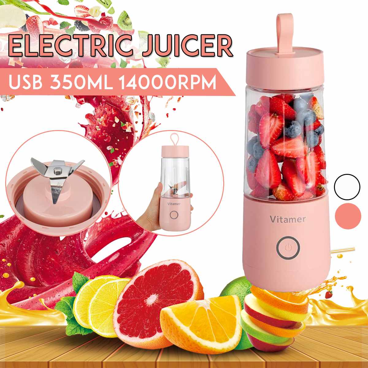 350ml USB Rechargeable Portable Blender Bottle For Smoothies