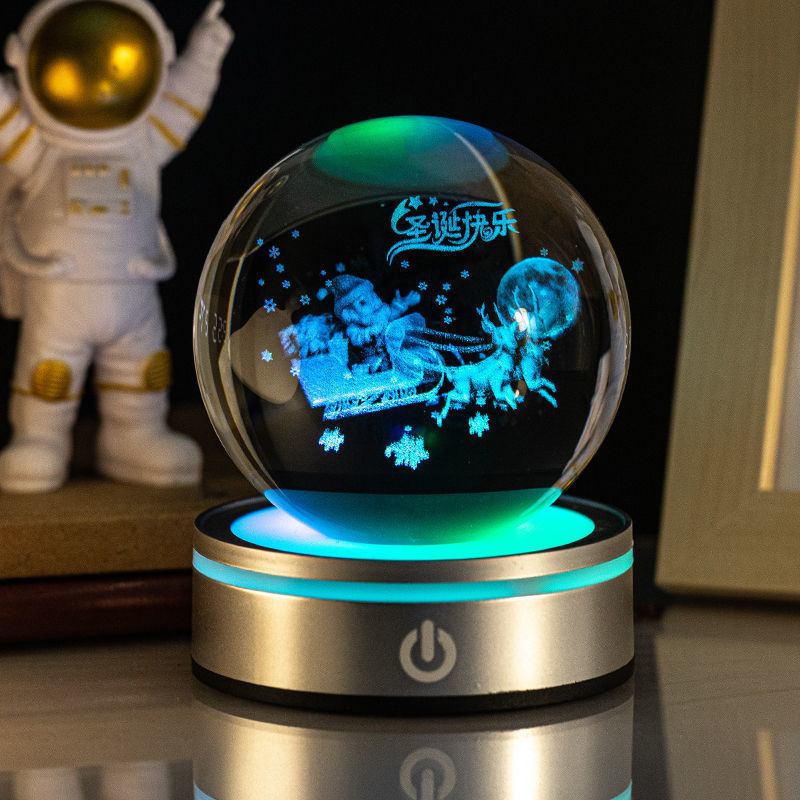 3D Inner Carving Crystal Ball Night Light With Gradient Glow
