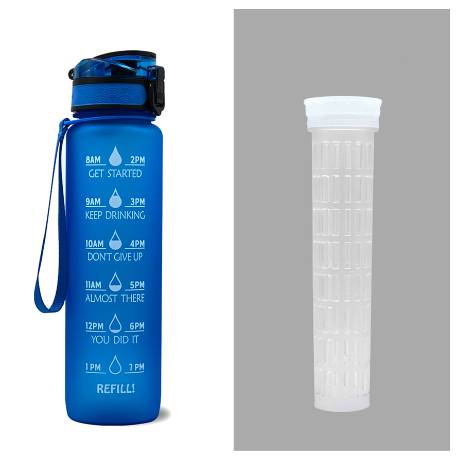 1L Tritan Water Bottle With Time Marker And Flip Cover