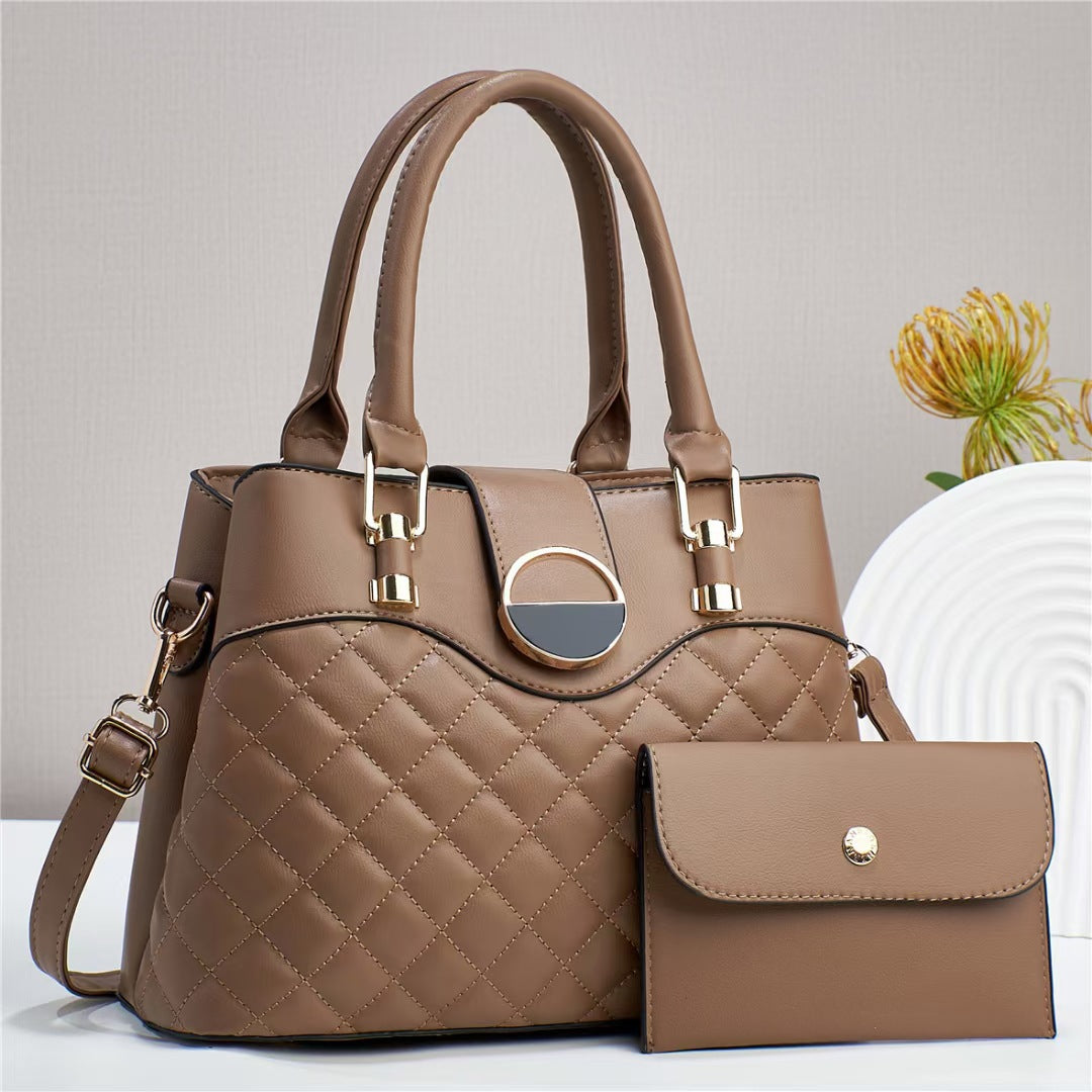 Quilted Minimalist Large Tote Shoulder Bag In PU Leather