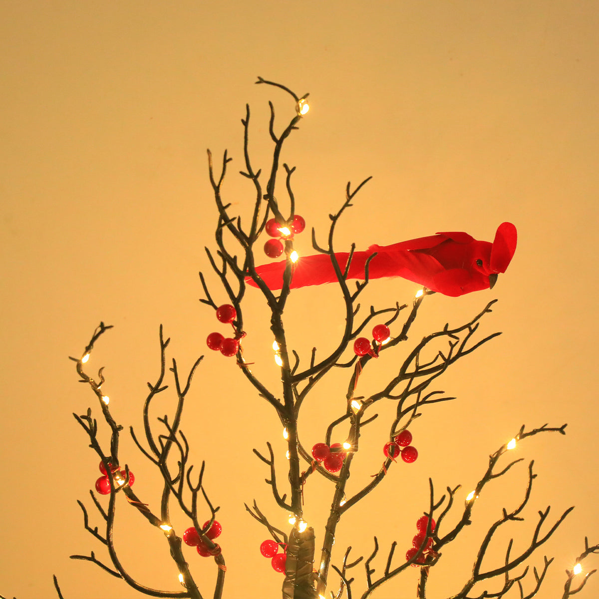 Lighted Mini Birch Tree with 60 LEDs and Cardinals