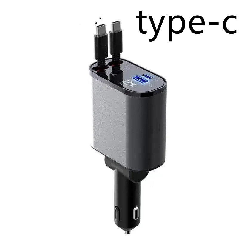 Metal 100W Car Charger With USB and Type-C Fast Charging