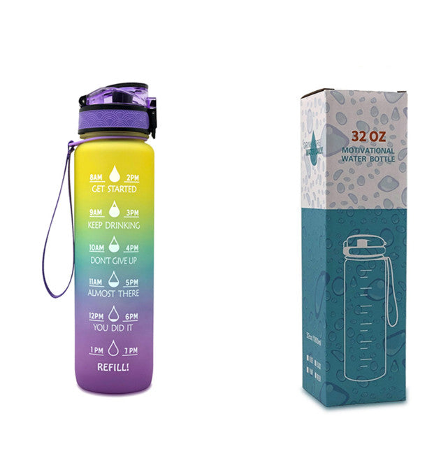 1L Tritan Water Bottle With Time Marker And Flip Cover