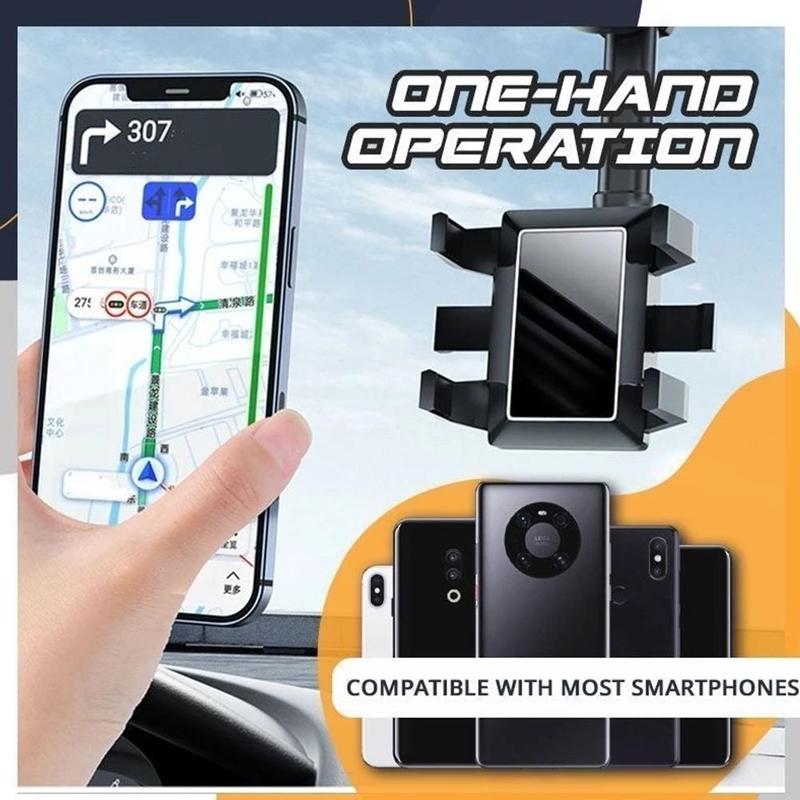 Rearview Mirror Phone Holder With 360 Rotation For Cars