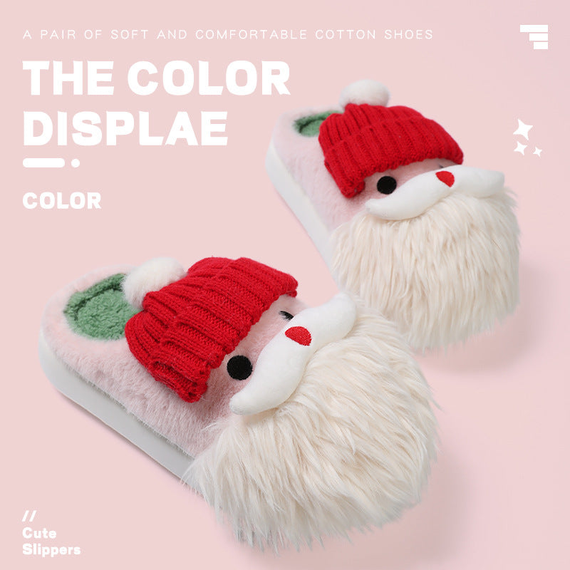 Cute Santa Claus Plush Slippers for Warm Winter Indoor Wear