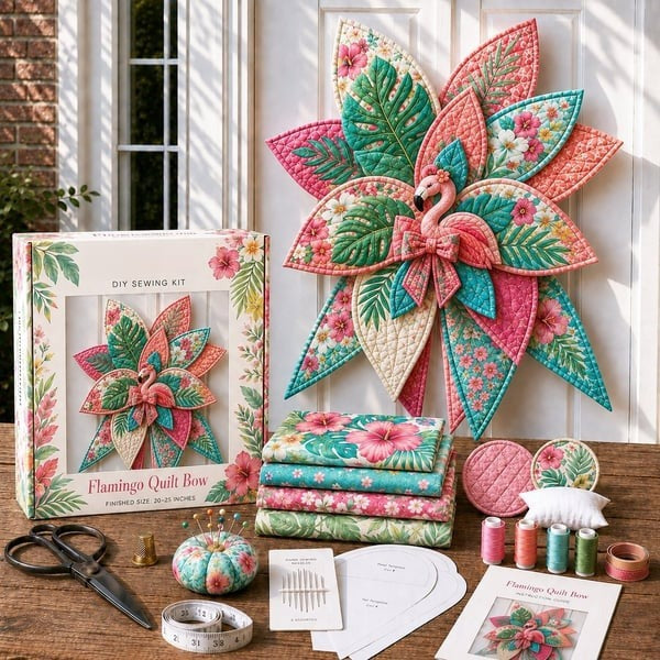 DIY Oversized Quilted Bow Sewing Kit, Fabric Craft Set