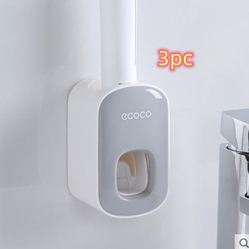 Wall Mounted Automatic Toothpaste Dispenser And Toothbrush Holder