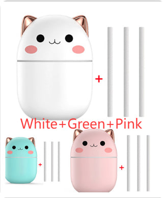 Cute Cat Ultra-Silent USB Air Humidifier for Bedroom, Office and Car