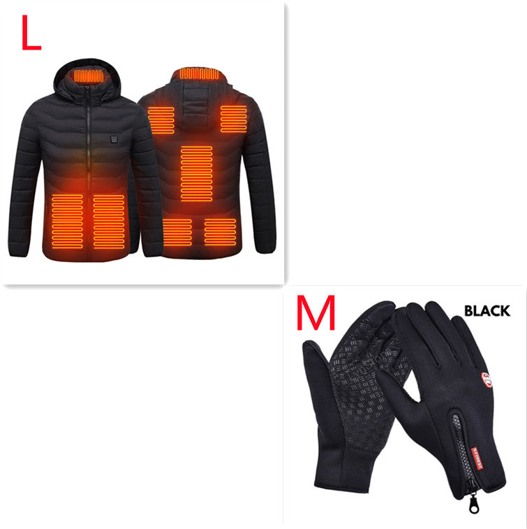 USB Heated Jacket With Removable Hood, Zip-Up Winter Coat
