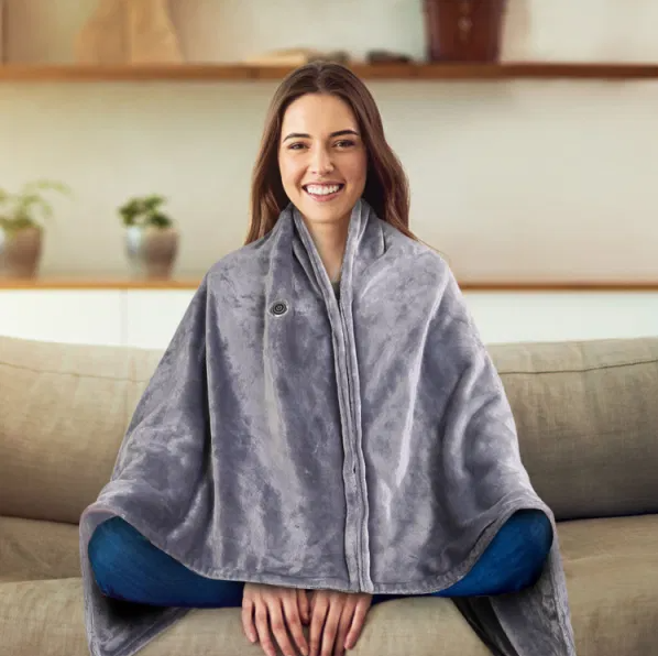 USB Heated Poncho Blanket With Zipper, Electric Wrap