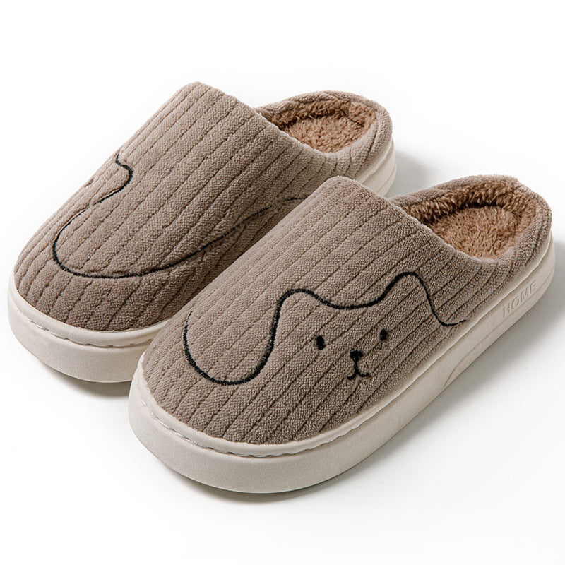 Striped Cat Slippers for Couples, Non-Slip and Warm for Winter