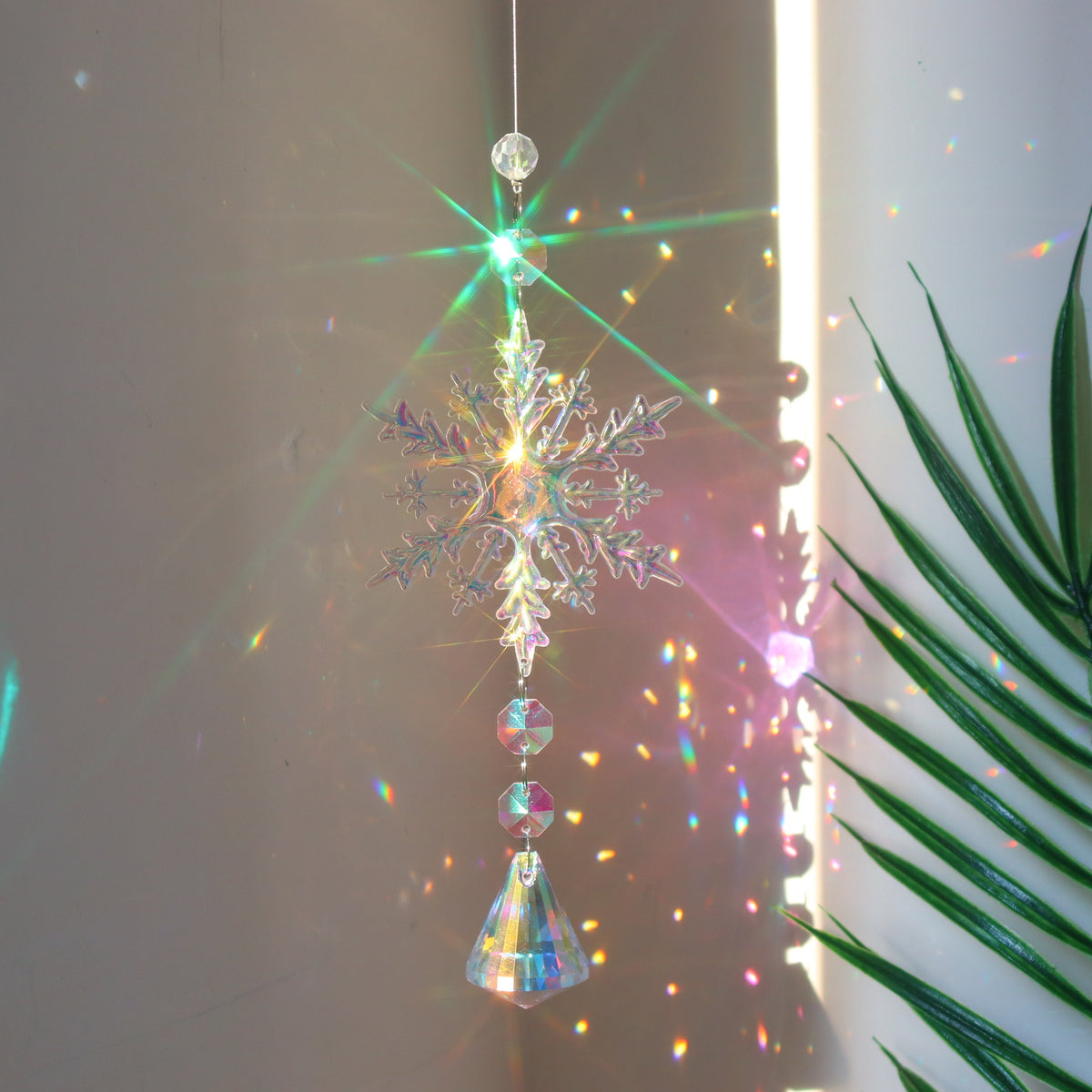 Christmas Snowflake Crystal Sun Catcher Window Ice Pendant