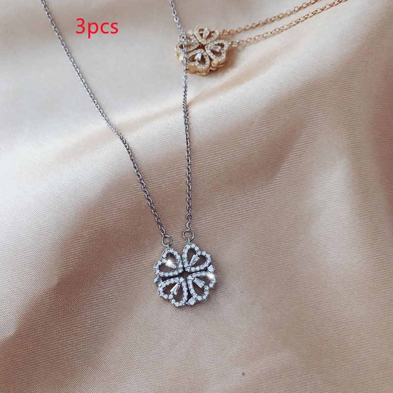 Detachable Four-Leaf Clover Necklace for Women, Multi-Wear Style