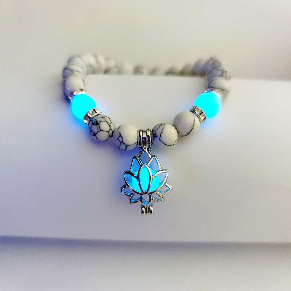 Luminous Lotus Natural Stone Bracelet That Glows in the Dark