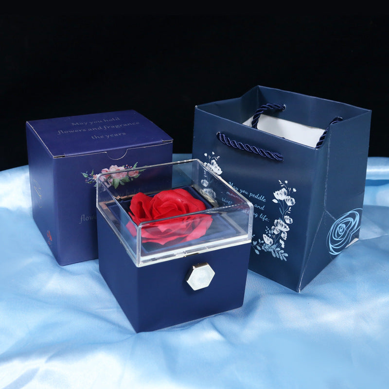 Rotating Soap Rose Gift Box, Romantic Jewellery Packaging