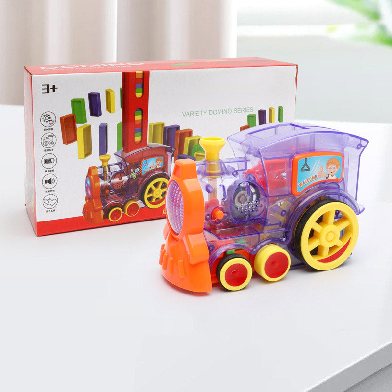 Electric Domino Train Toy With Automatic Release Building Blocks