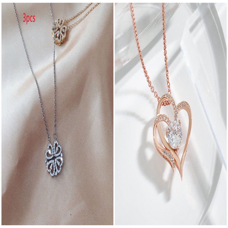 Detachable Four-Leaf Clover Necklace for Women, Multi-Wear Style
