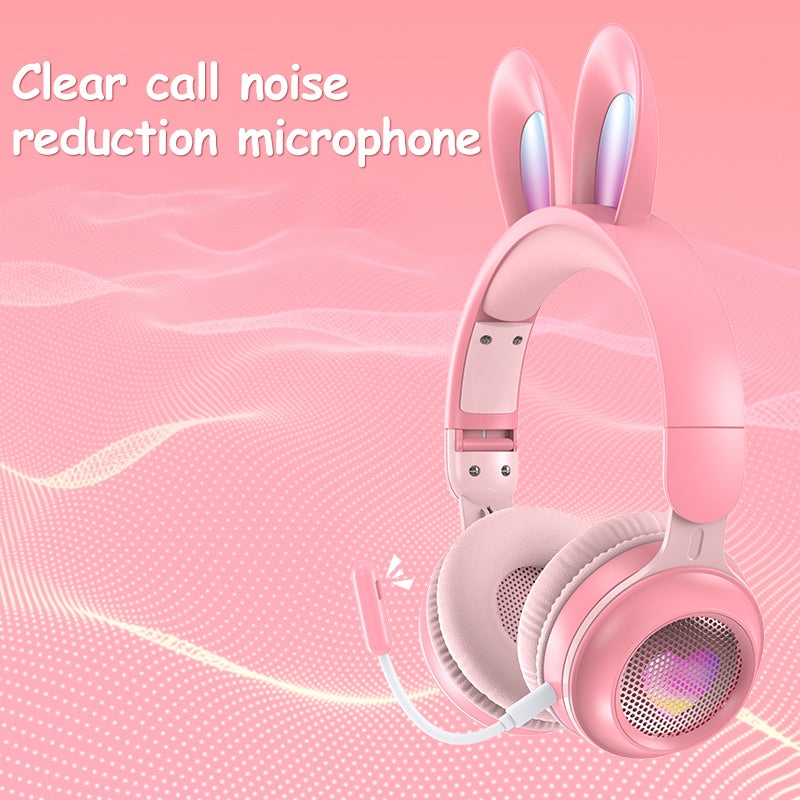 Rabbit Ear Wireless Headphones, Glowing Bluetooth with Built-In Mic