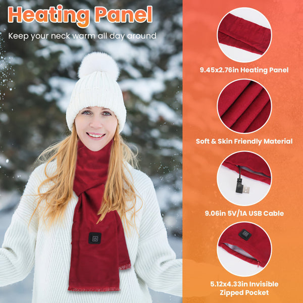USB Heated Neck Wrap With 3 Temperature Modes, Soft Fabric