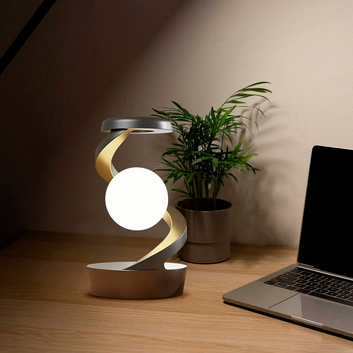 Rotating Moon Desk Lamp With Wireless Phone Charging And Touch