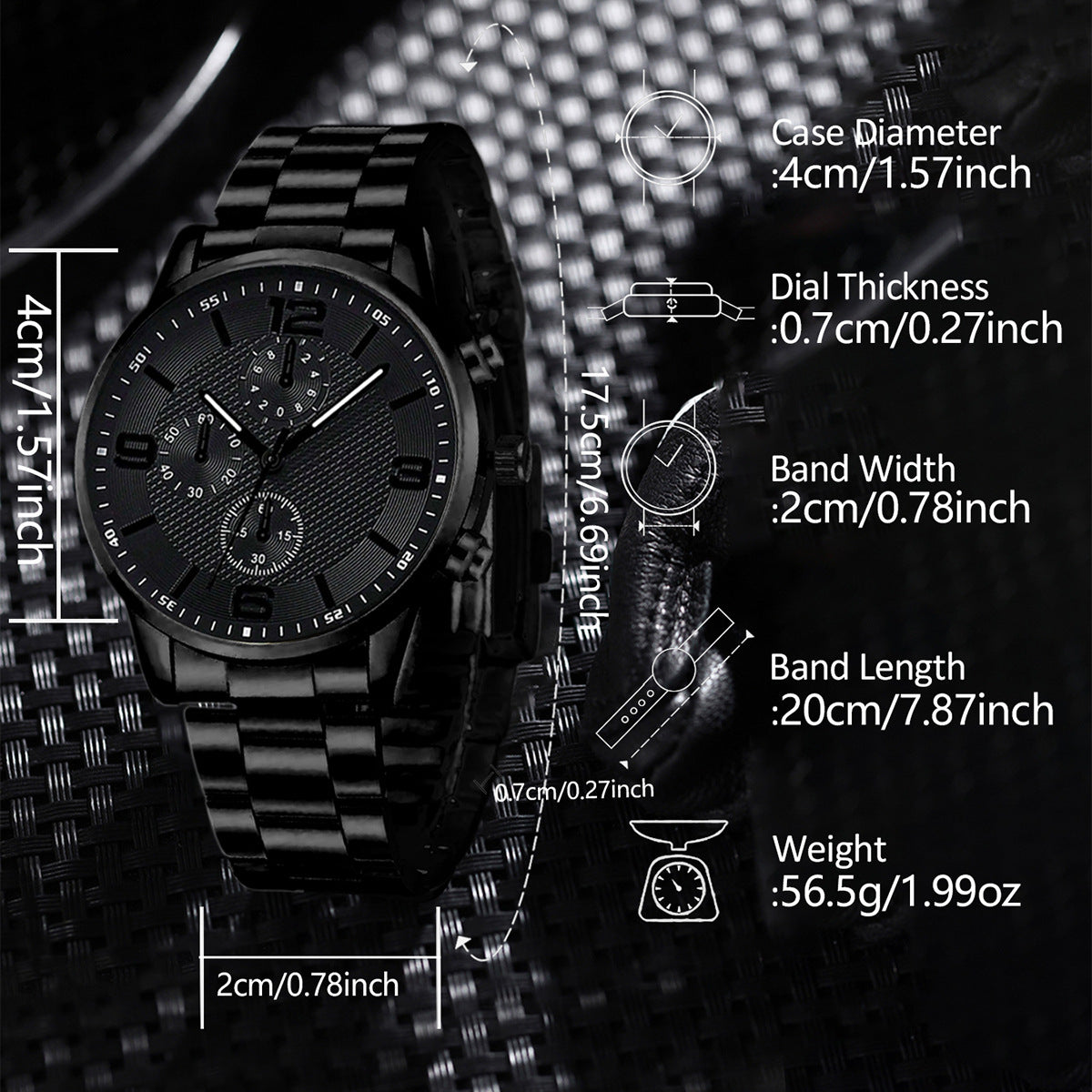 Men's Three-Eye Digital Watch with Bracelet and Necklace Set