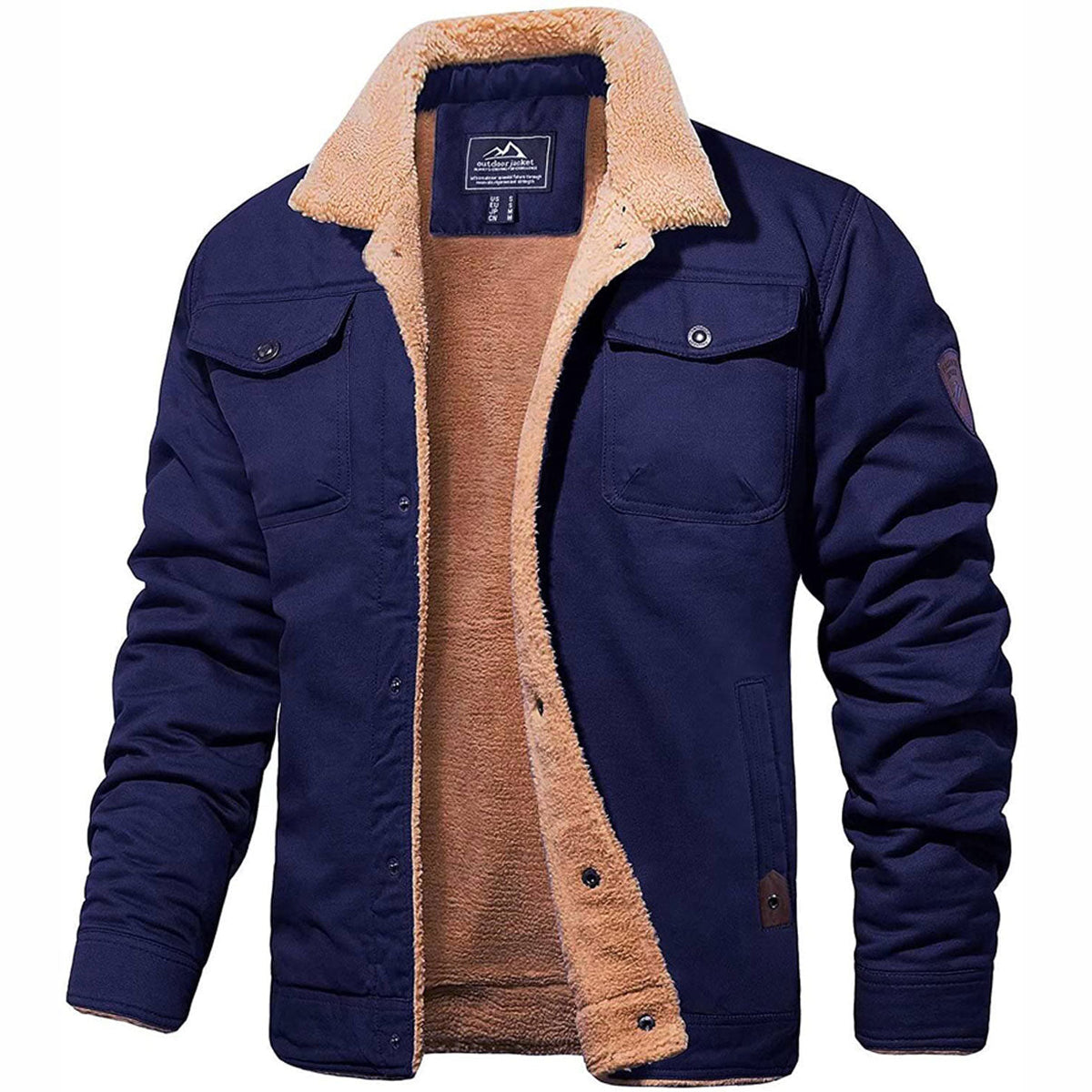 Men's Bomber Jacket with Thermal Lining and Windproof Shell