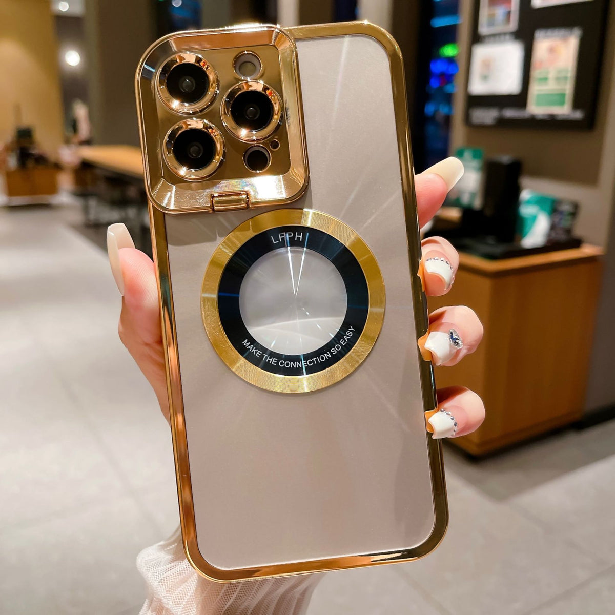 Electroplated Magnetic Phone Case With Hidden Camera Stand