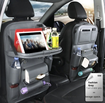 PU Leather Car Seat Back Storage Bag With Multiple Pockets