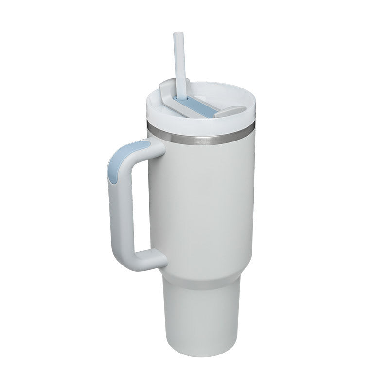 40oz Insulated Tumbler With Handle And Straw, Leakproof Lid