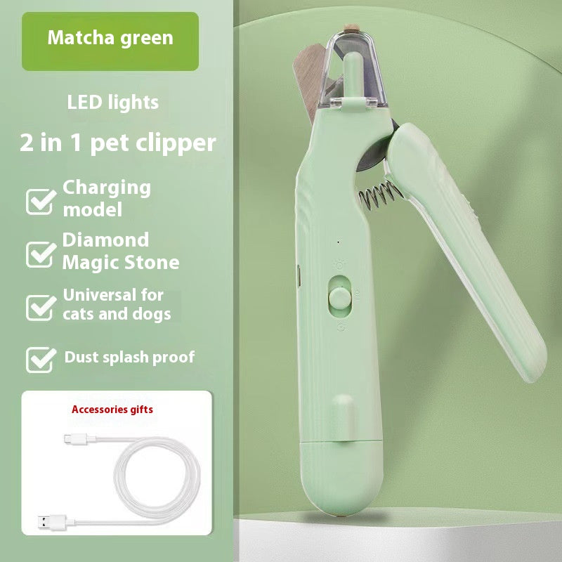 2-in-1 Pet Nail Clipper and Grinder with LED Light for Dogs and Cats