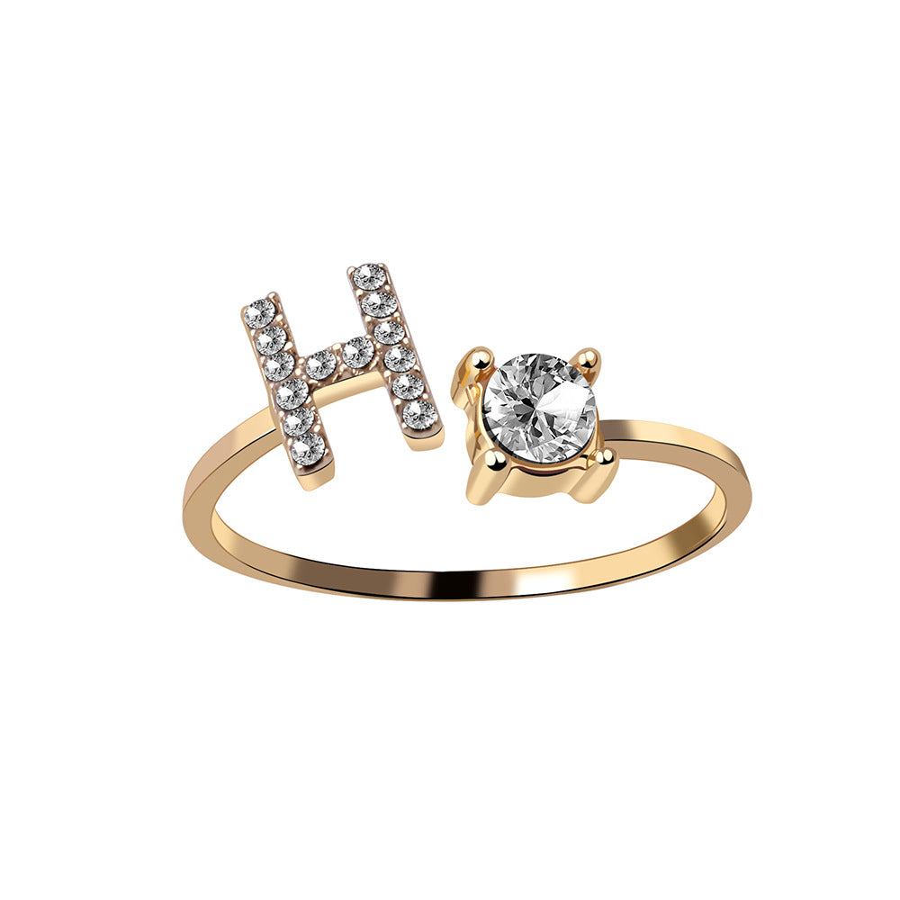 Adjustable Initial Letter Ring In Gold, Silver Or Rose Gold